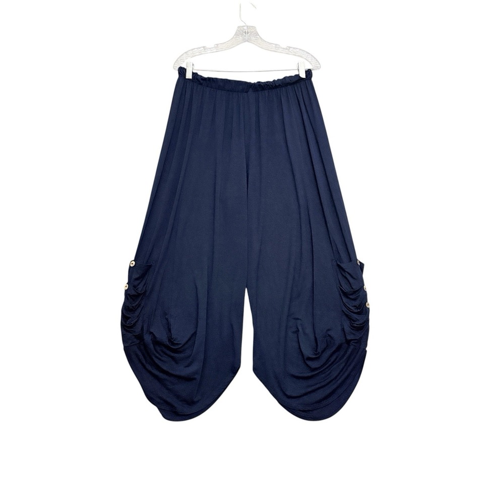 Match Point Pants Medium Navy Modal Wide‎ Leg Lagenlook Balloon Parachute Lagom